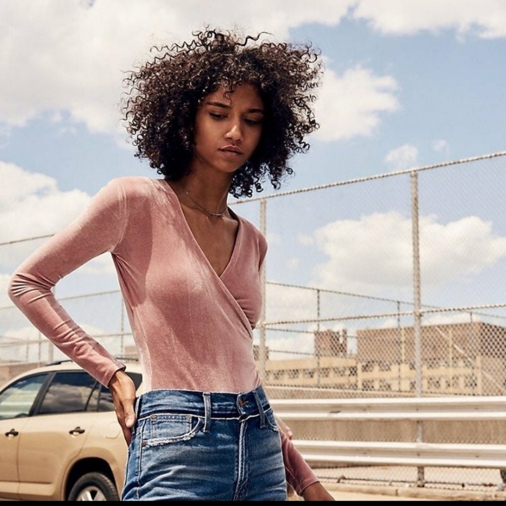 Madewell velvet wrap ballet leotard bodysuit